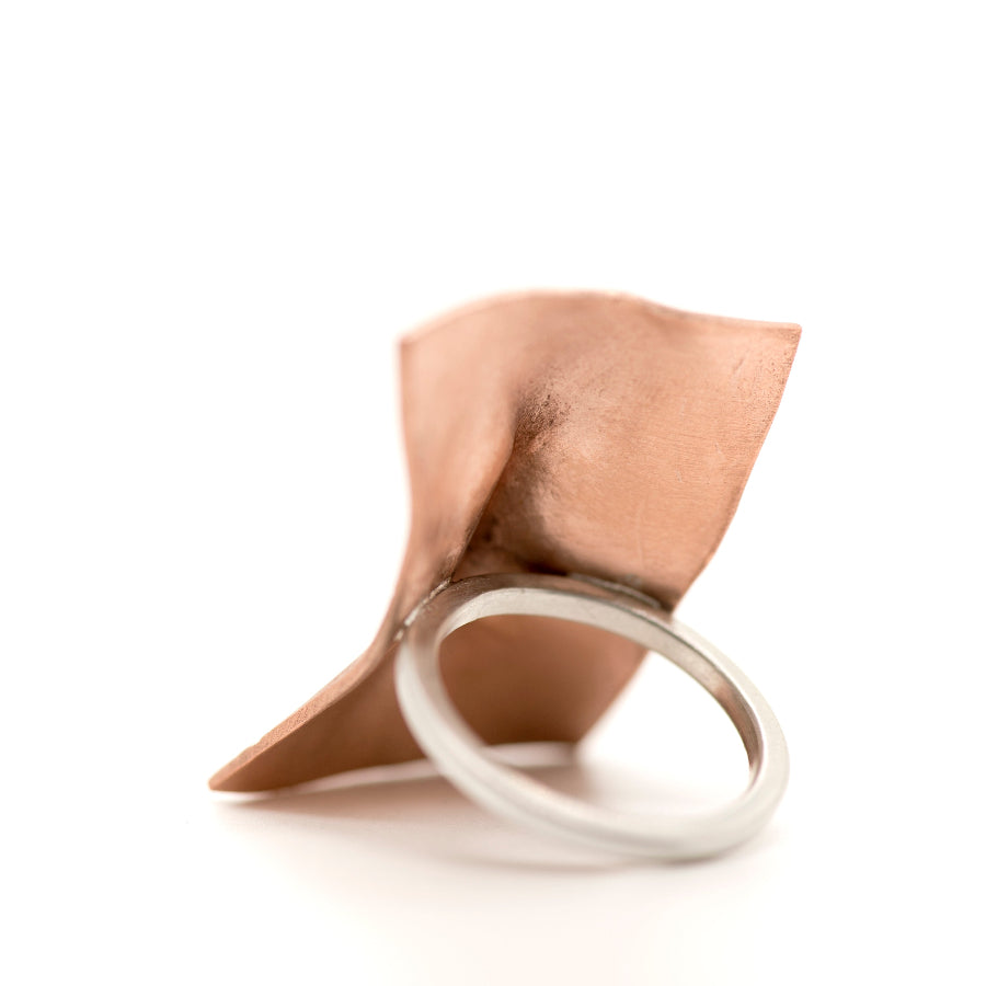 Pinch_Copper Fold Forming Ring_Art Jewelry_MorphiArtForge