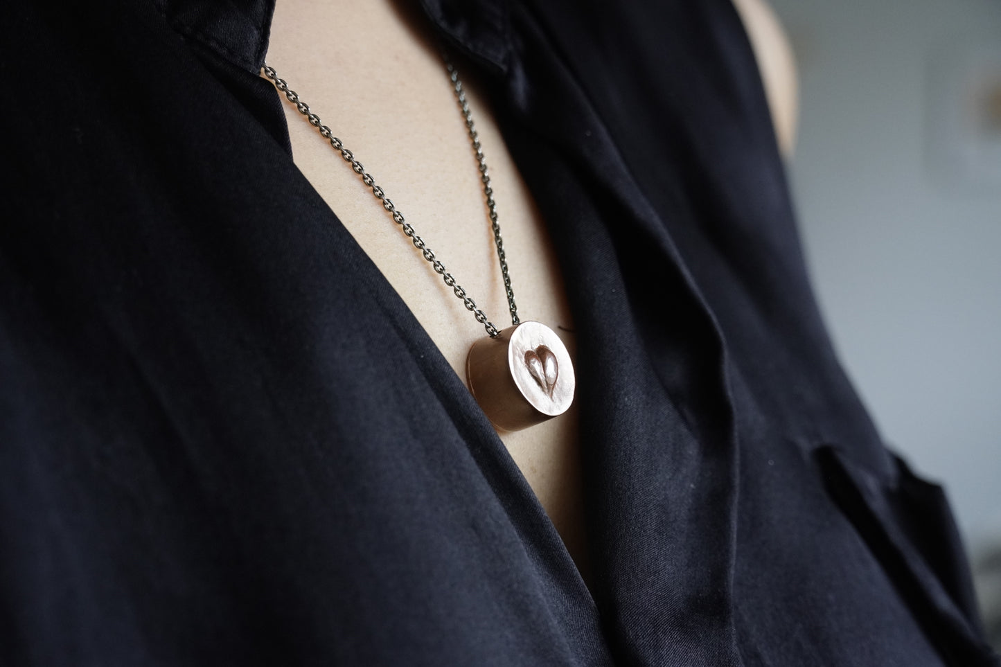 Fold-Formed Heart Brooch Necklace - MorphiArtForge