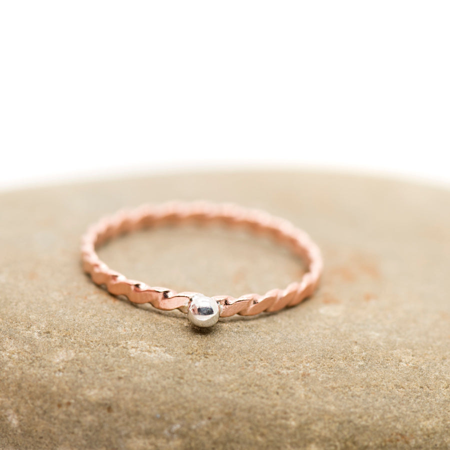 Dotwork_Silver and Copper Ring_Stacking Ring_MorphiAtForge_Art Jewelry_Artisan Ring
