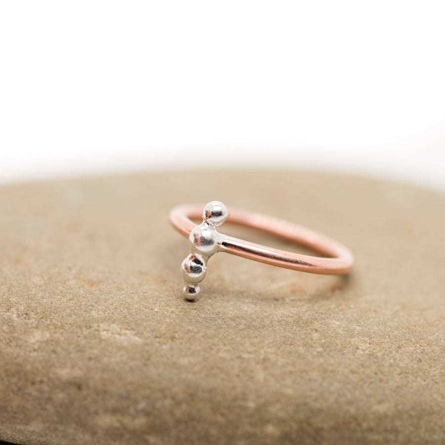 Dotwork: Silver and Copper ring, Stacking ring_Art Jewelry_MorphiArtForge