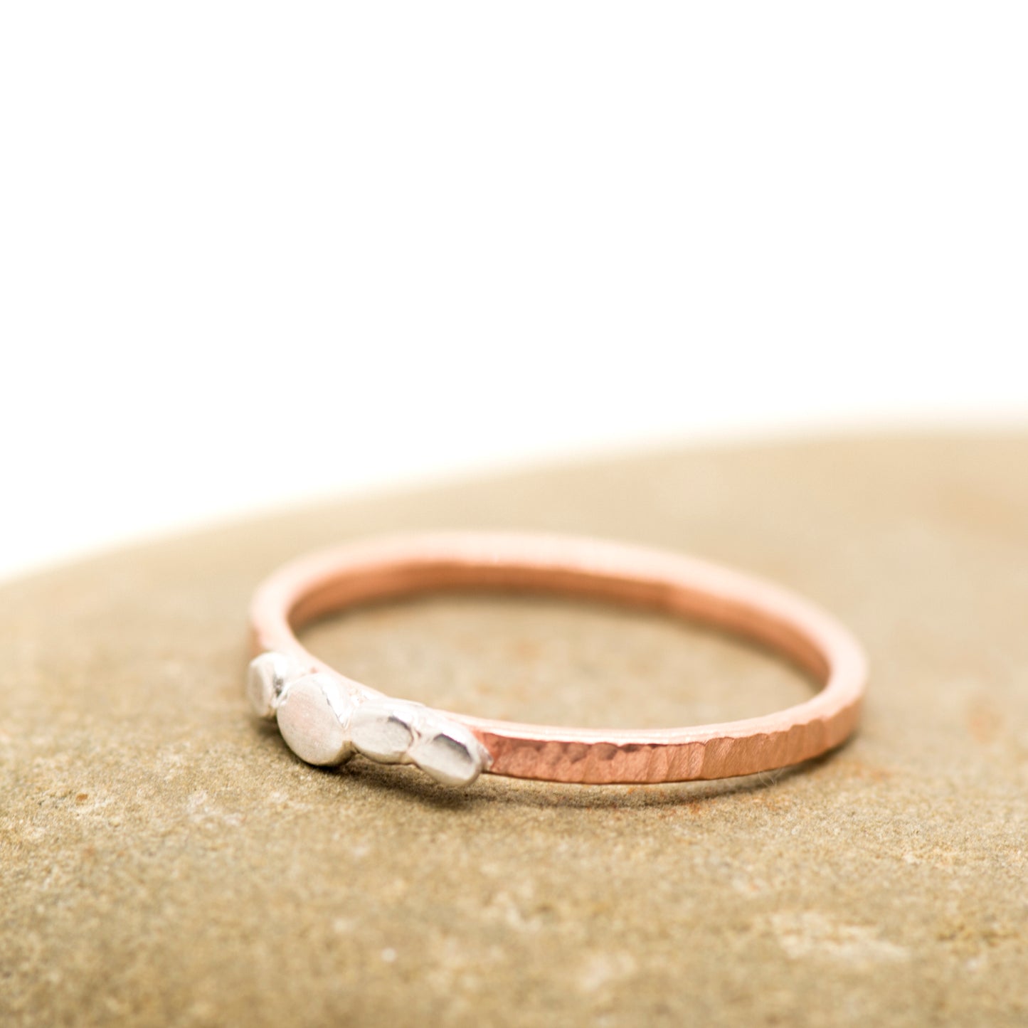 Dotwork: Silver and Copper ring, Stacking ring_Art Jewelry_MorphiArtForge