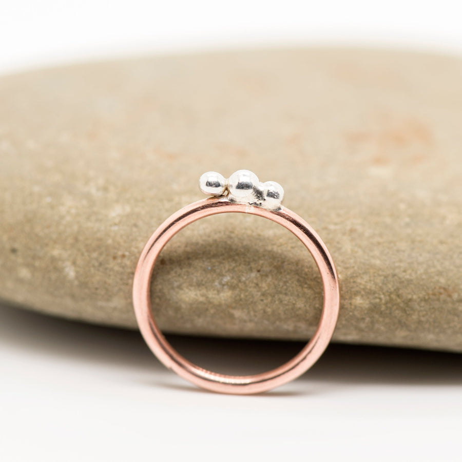 Dotwork: Silver and Copper ring, Stacking ring_Art Jewelry_MorphiArtForge