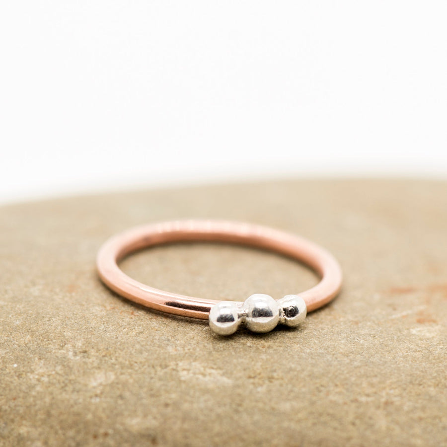 Dotwork: Silver and Copper ring, Stacking ring_Art Jewelry_MorphiArtForge