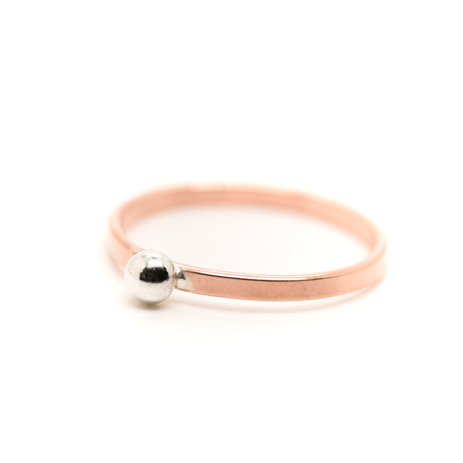 Dotwork_Silver and Copper Ring_Stacking Ring_MorphiAtForge_Art Jewelry_Artisan Ring