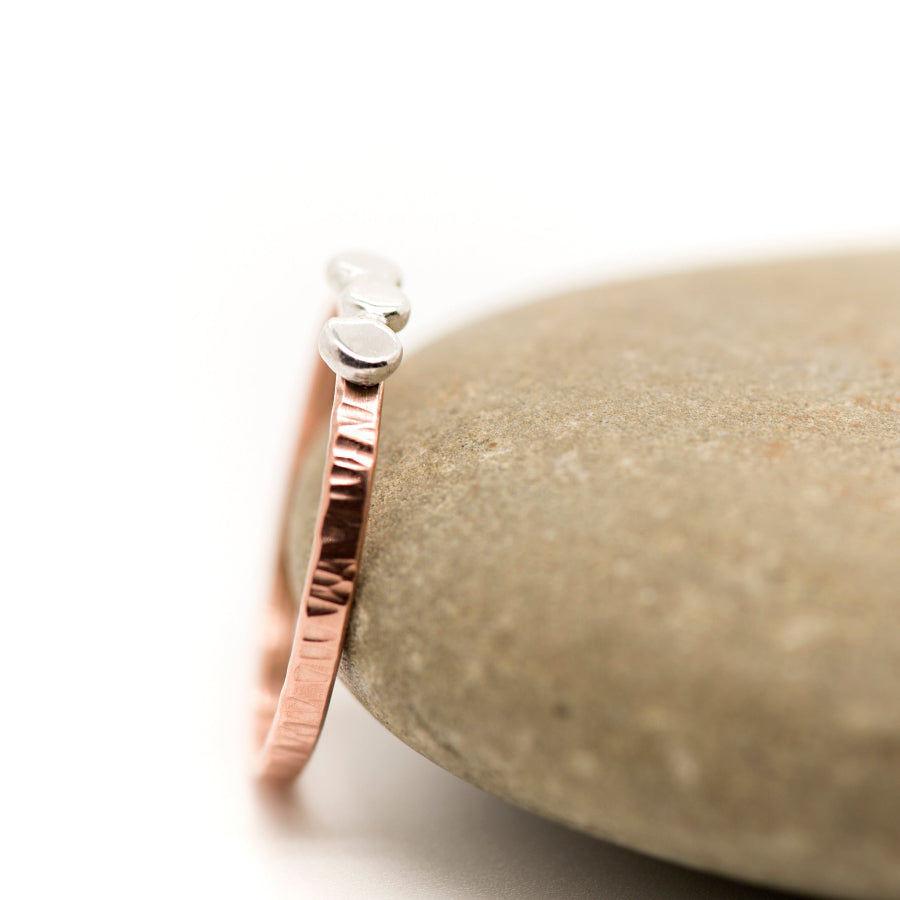 Dotwork: Silver and Copper ring, Stacking ring_Art Jewelry_MorphiArtForge