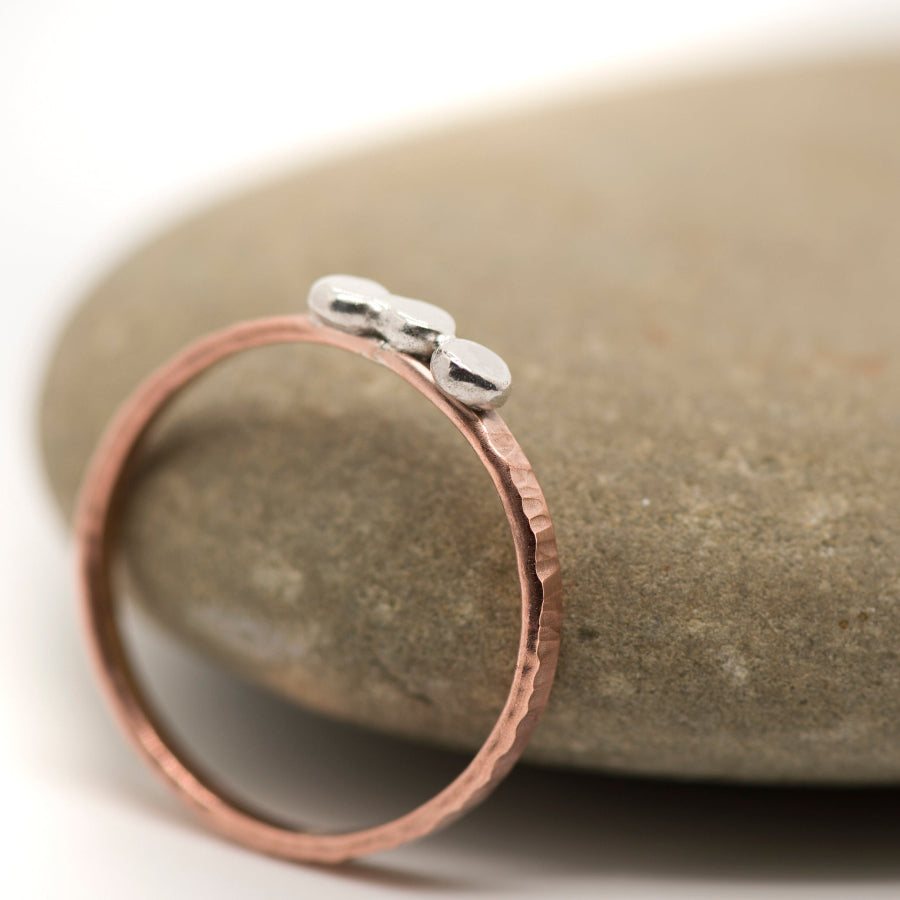 Dotwork: Silver and Copper ring, Stacking ring_Art Jewelry_MorphiArtForge
