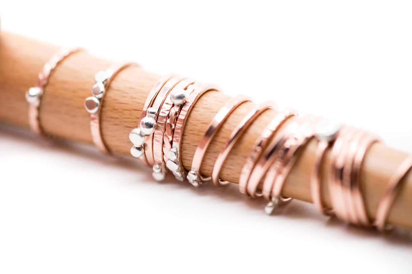 Dotwork: Silver and Copper ring, Stacking ring, Three Dots and more
