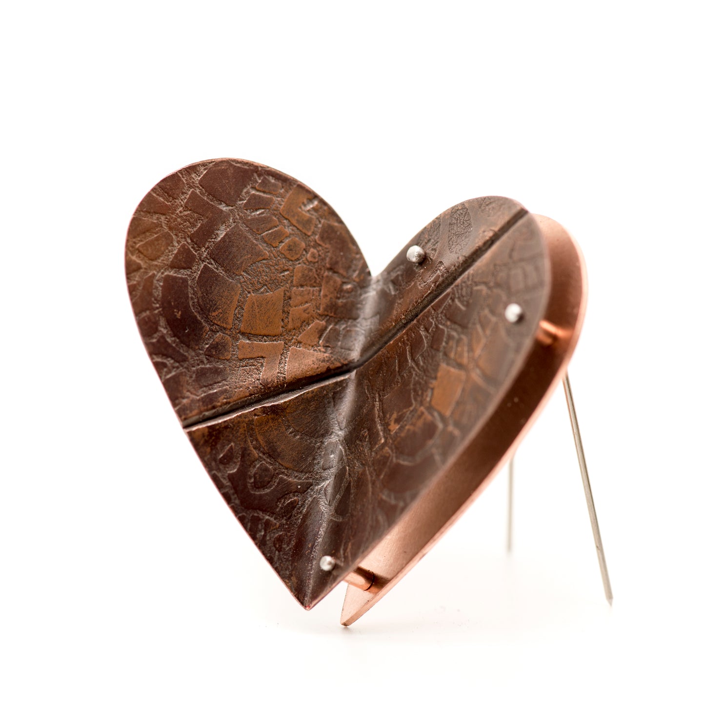 Fold-Formed Heart Brooch B - MorphiArtForge