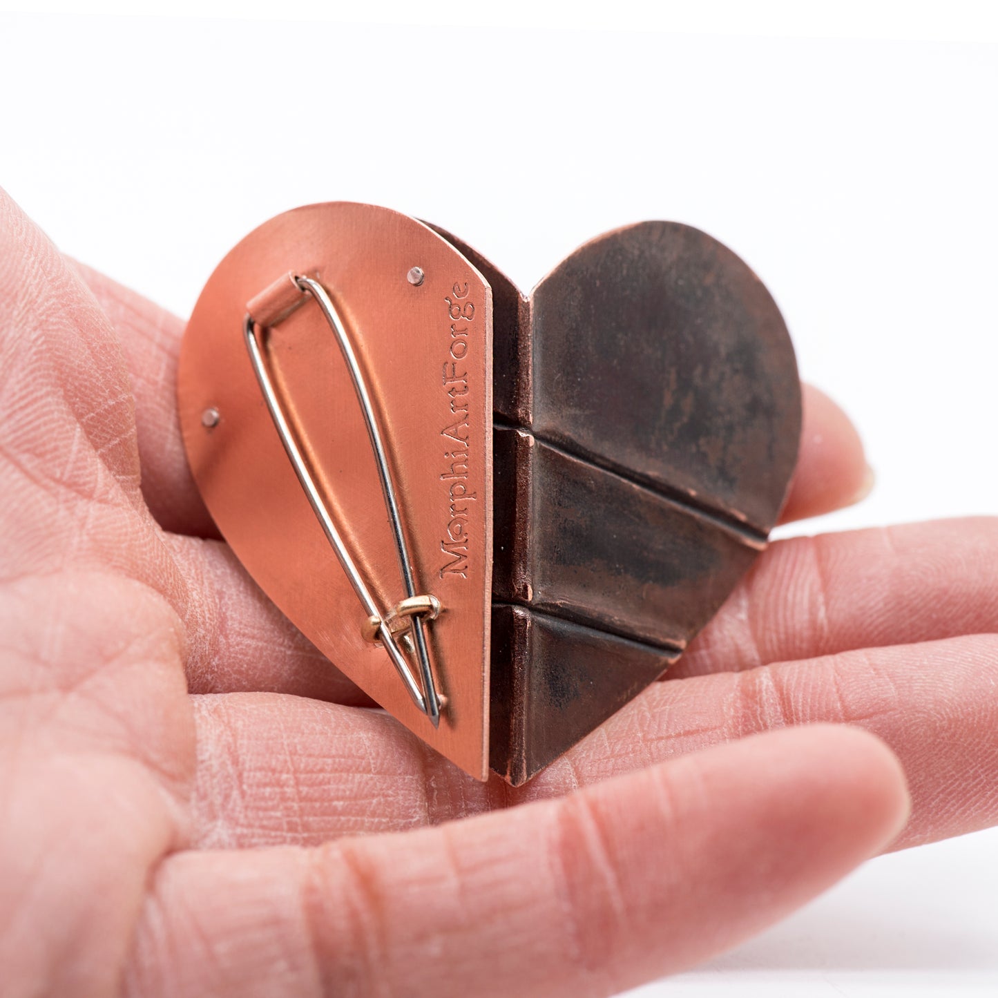 Fold-Formed Heart Brooch A - MorphiArtForge