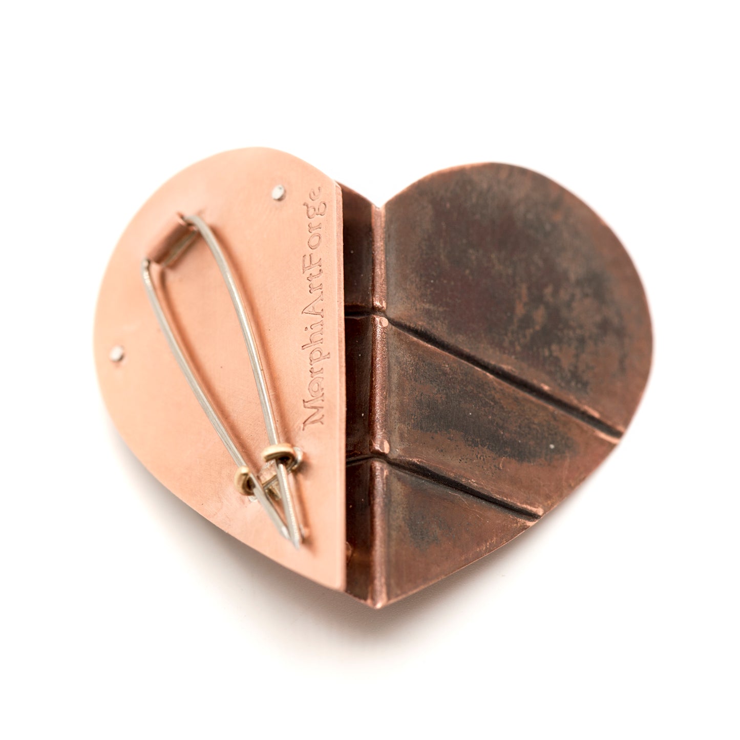 Fold-Formed Heart Brooch A - MorphiArtForge