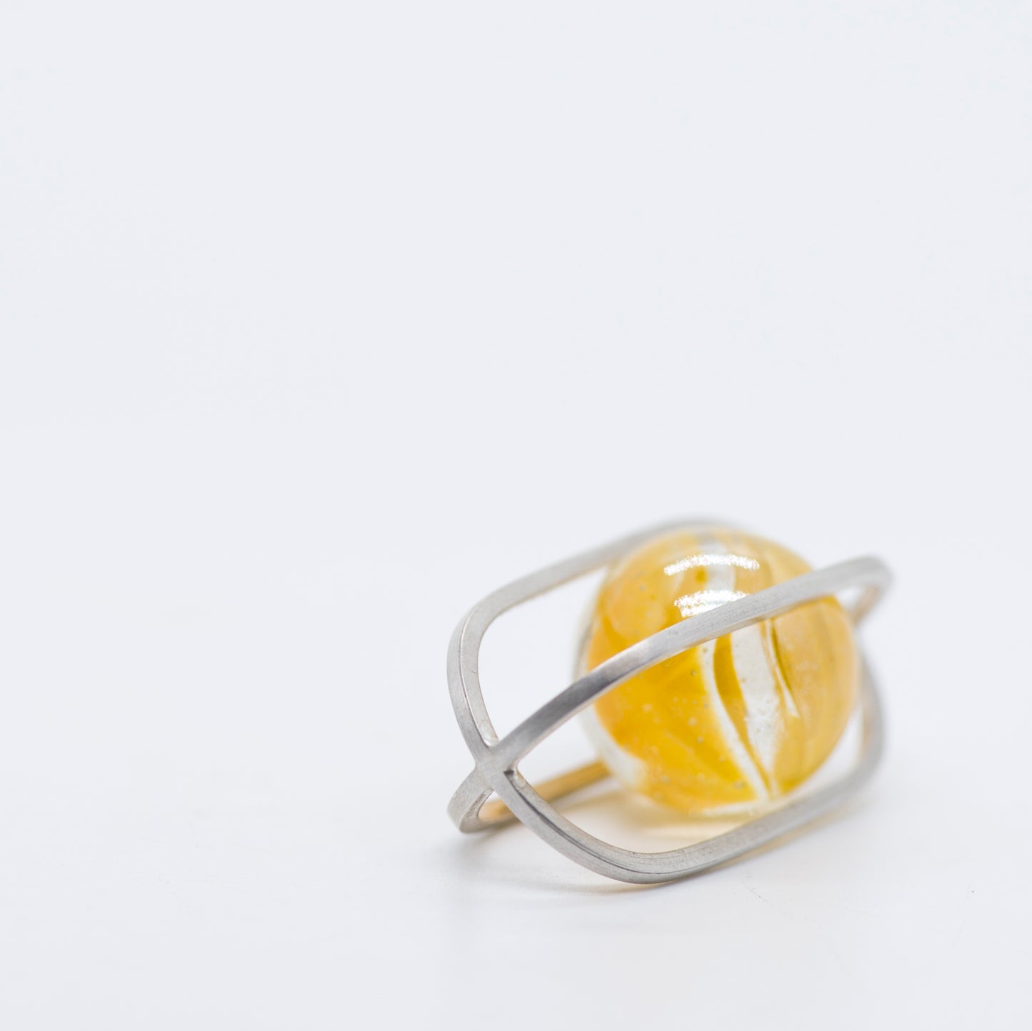 Marble Kinetic: Silver and Glass Pendant Necklace - MorphiArtForge