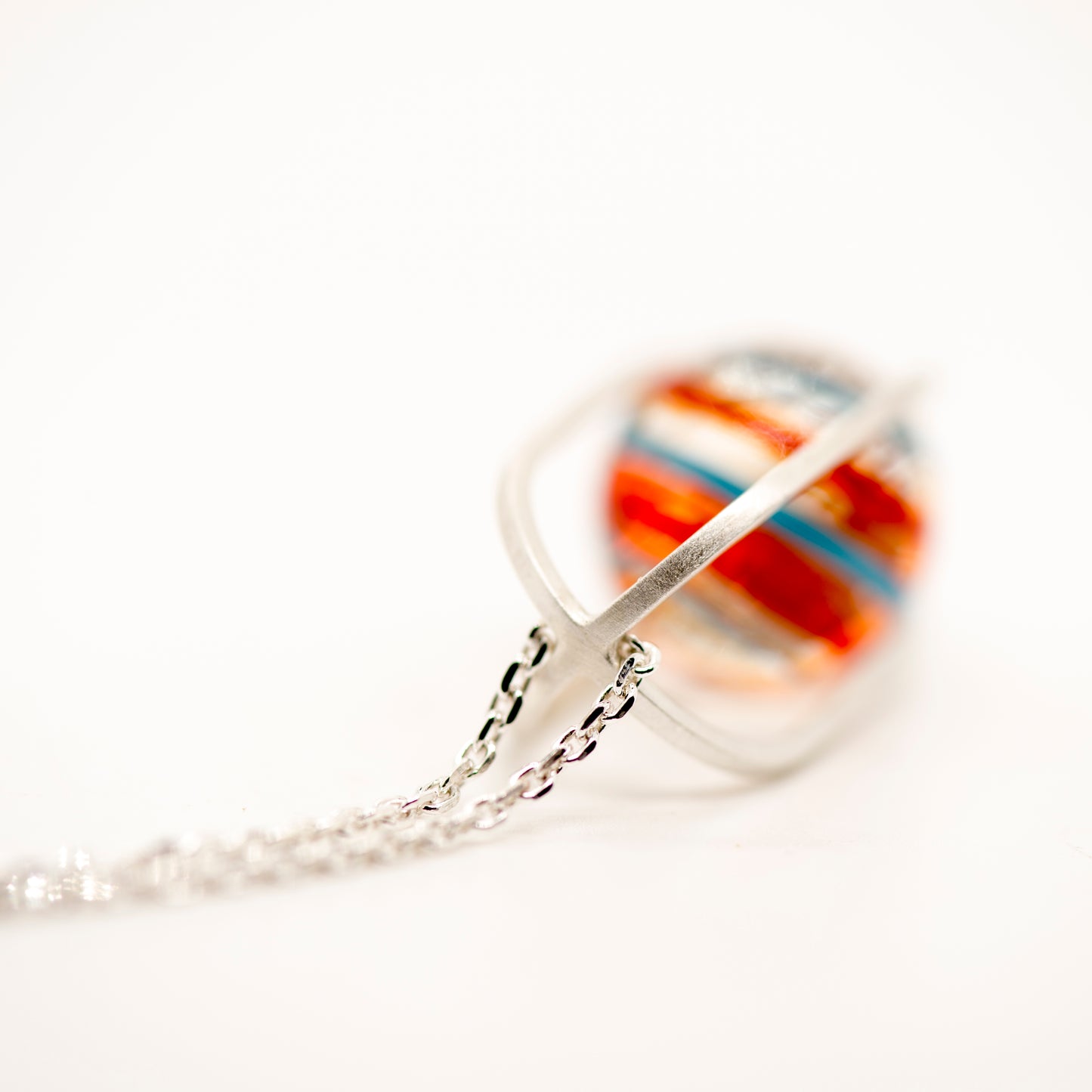 Marble Kinetic: Silver and Glass Pendant Necklace - MorphiArtForge
