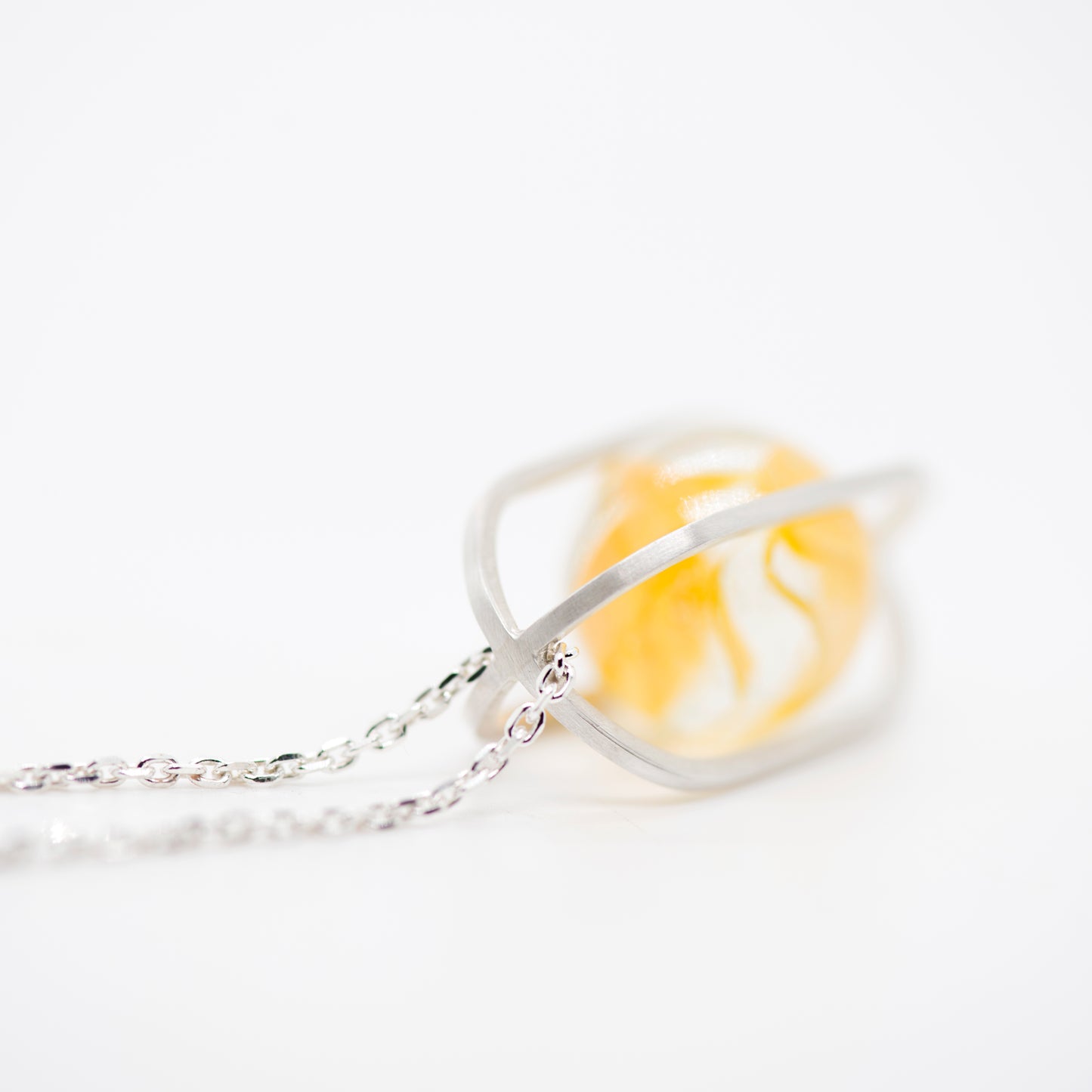 Marble Kinetic: Silver and Glass Pendant Necklace - MorphiArtForge