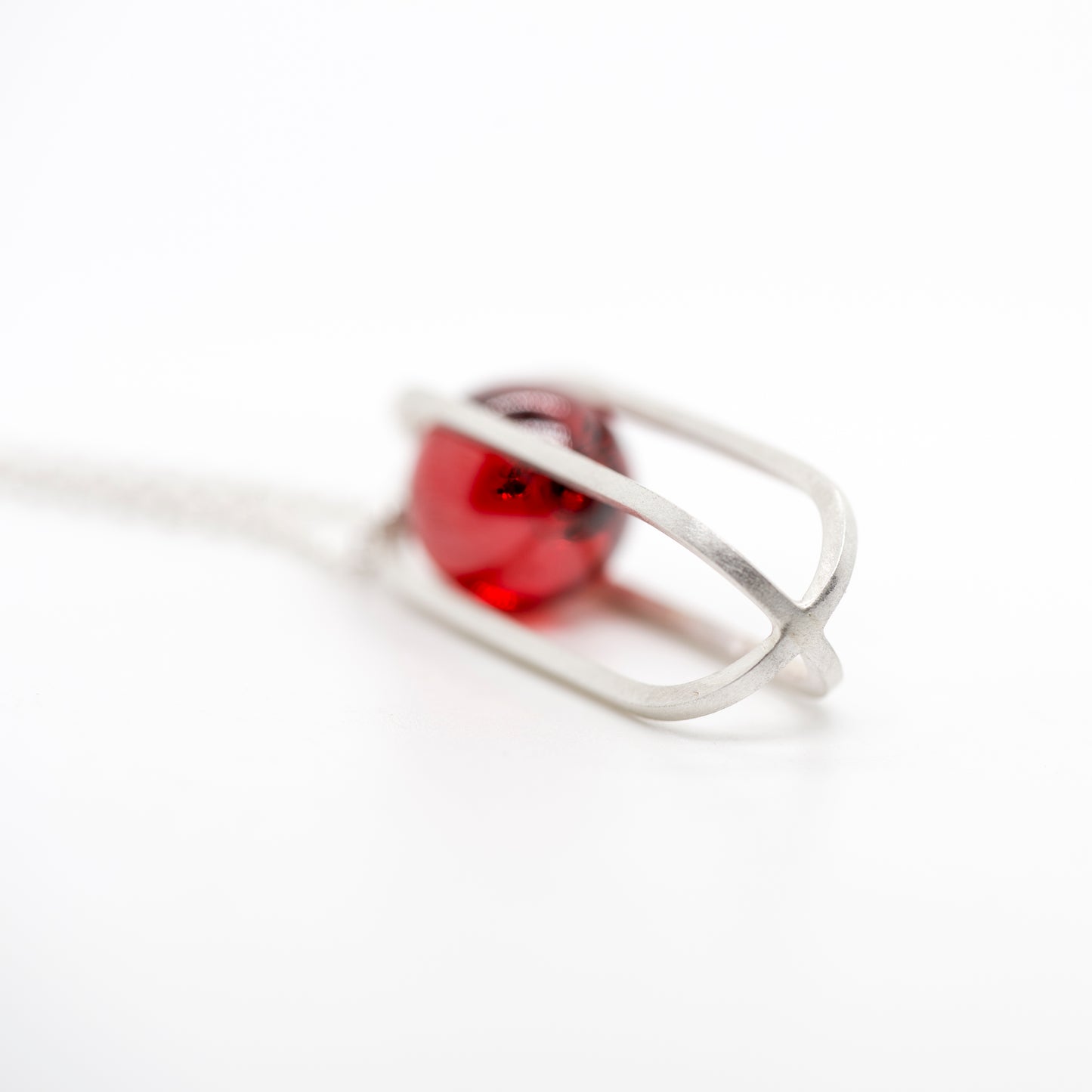 Marble Kinetic: Silver and Glass Pendant Necklace - MorphiArtForge