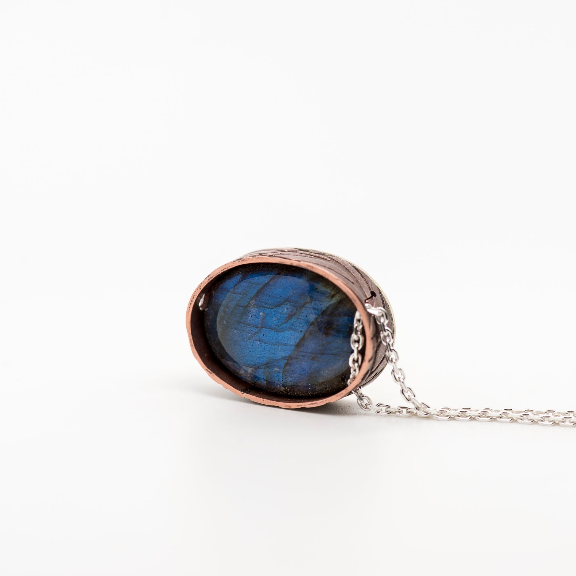 Blue Labradorite & Copper Pendant Necklace, Art Jewelry, MorphiArtForge