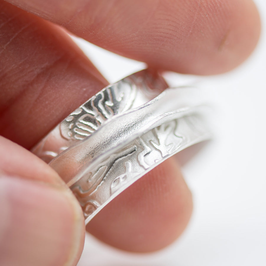 Oak Elegance: Silver Spinner Ring, Meditation Ring. MorphiArtForge, Art jewelry