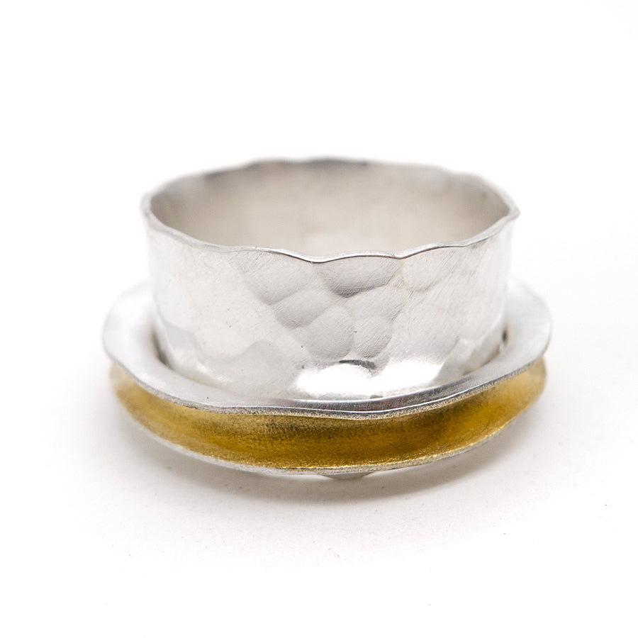 Gold Eclipse: Silver Spinner Ring, Meditation Ring. MorphiArtForge, Art jewelry