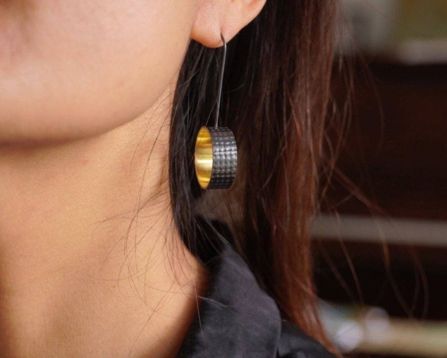 Modern black and gold Earrings- MorphiArtForge