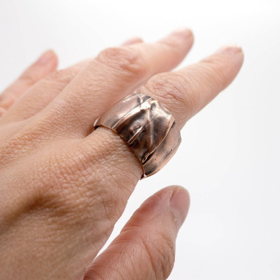 Fold Forming Copper Band Ring Edition - MorphiArtForge, Art Jewelry