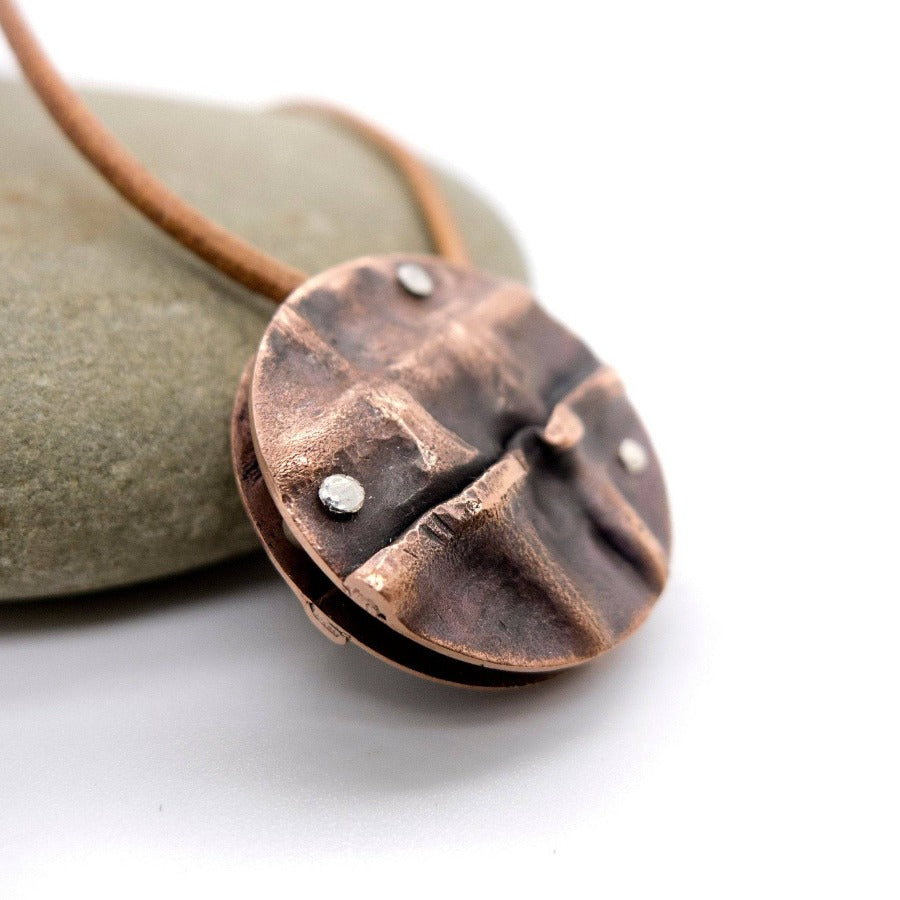 Fold Forming Dual-Faced round Pendant - MorphiArtForge, Art Jewelry