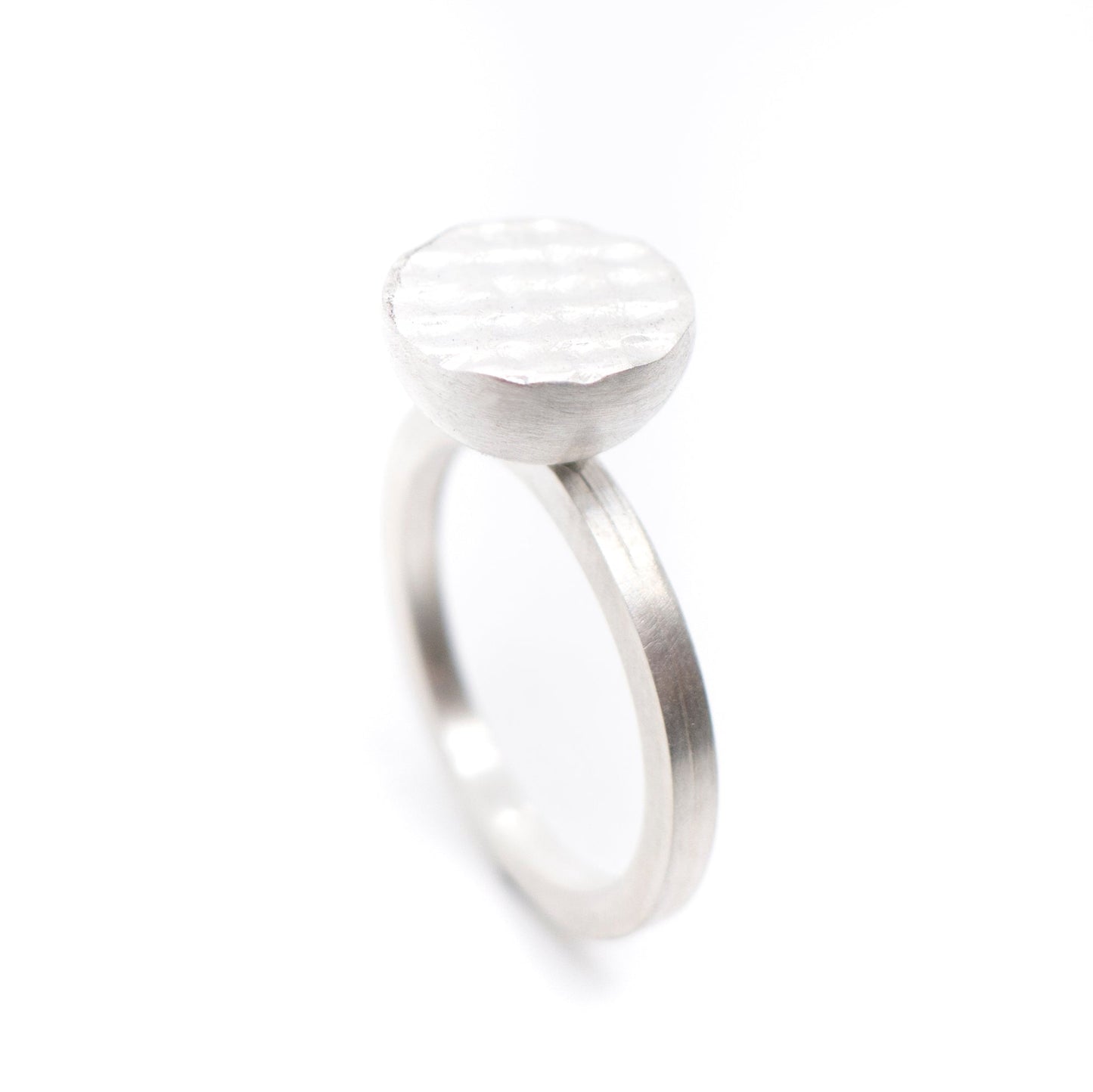 Silver Dome Ring with Waffle Pattern - MorphiArtForge