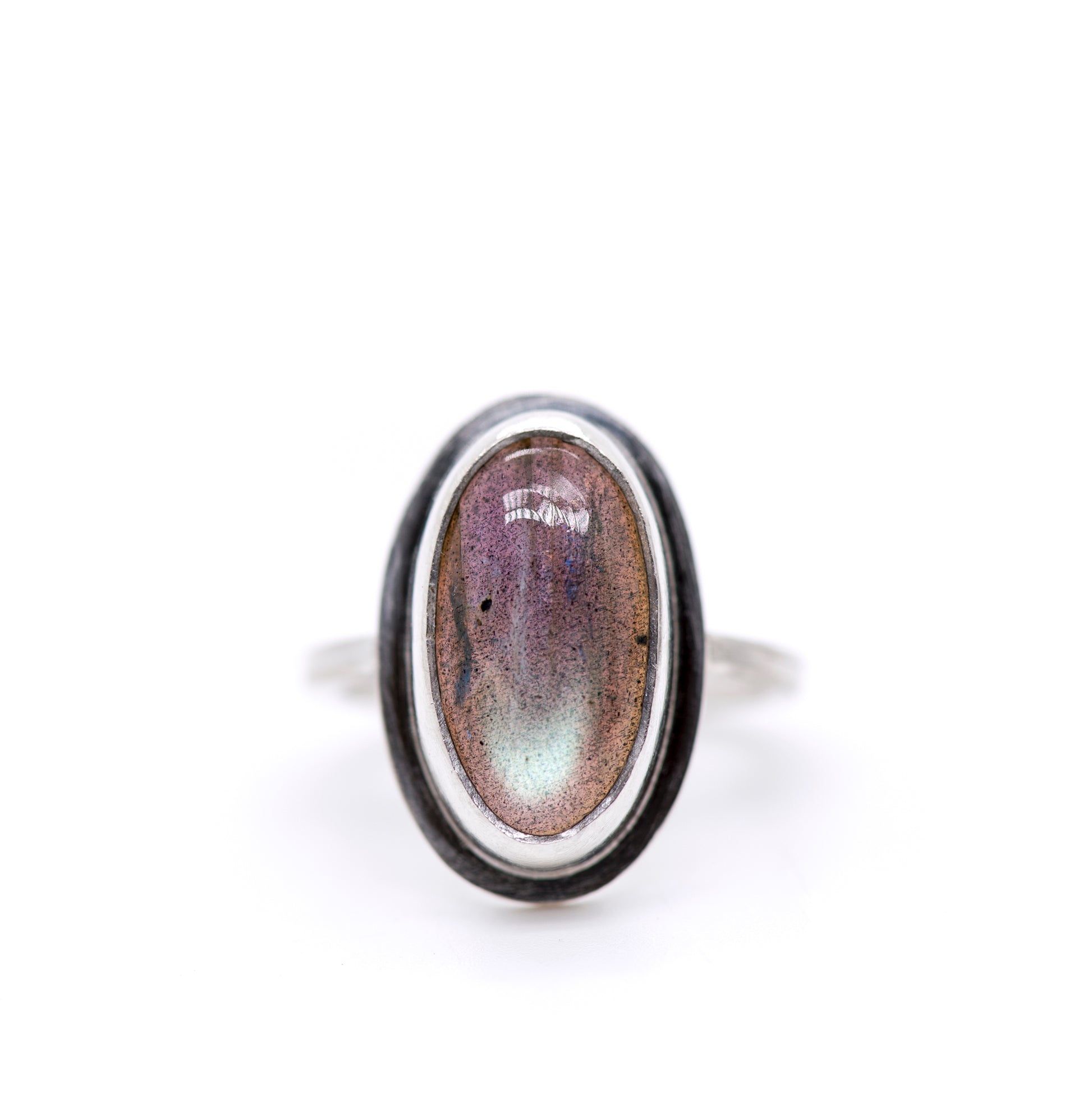 Crafted labradorite ring, vintage style jewlery