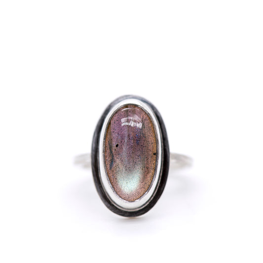 Crafted labradorite ring, vintage style jewlery