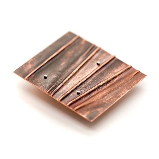Copper Fold Forming Brooch_Art Jewelry_MorphiArtForge_Fold Forming