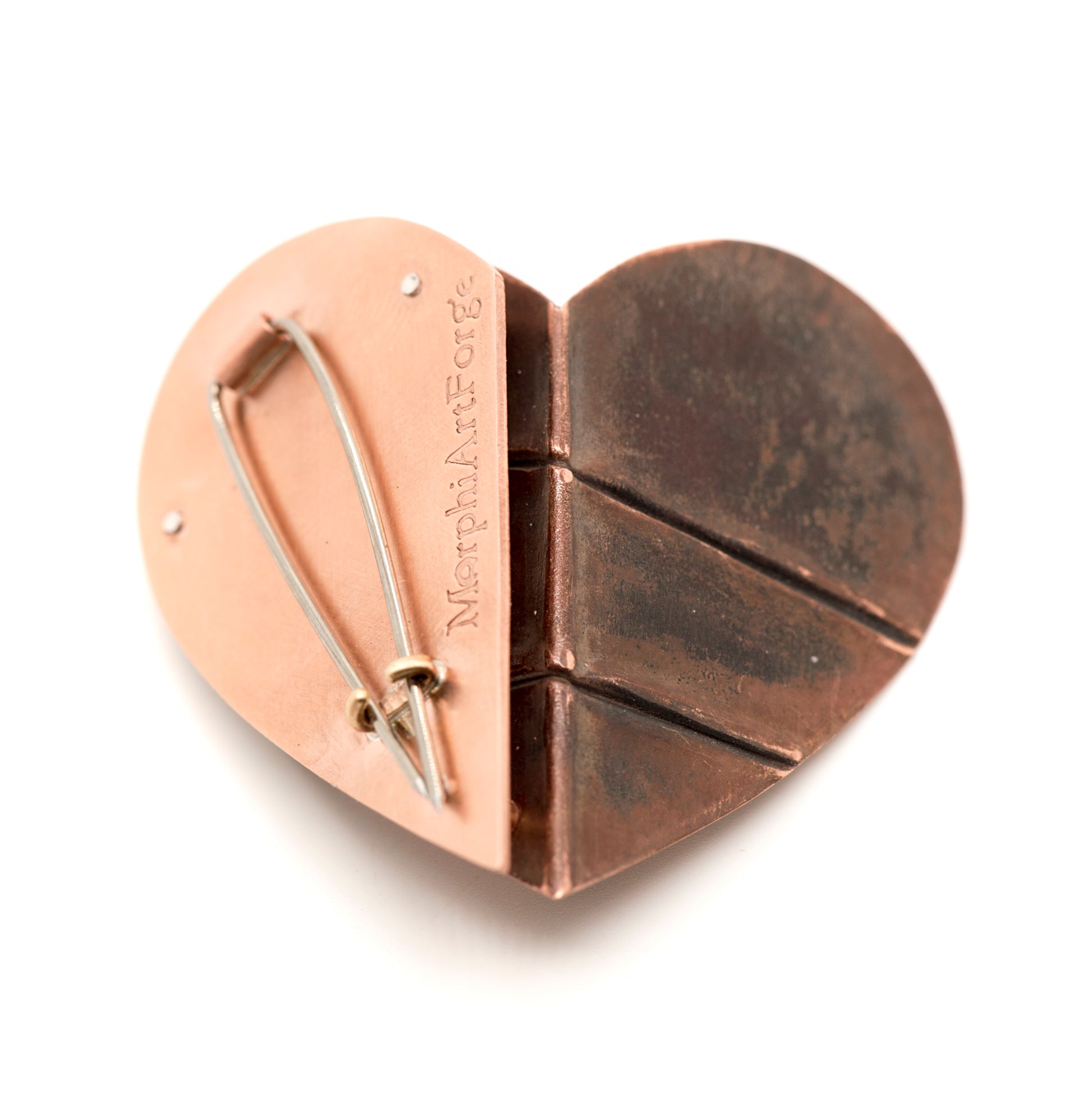 Fold-Formed Heart Brooch A - MorphiArtForge
