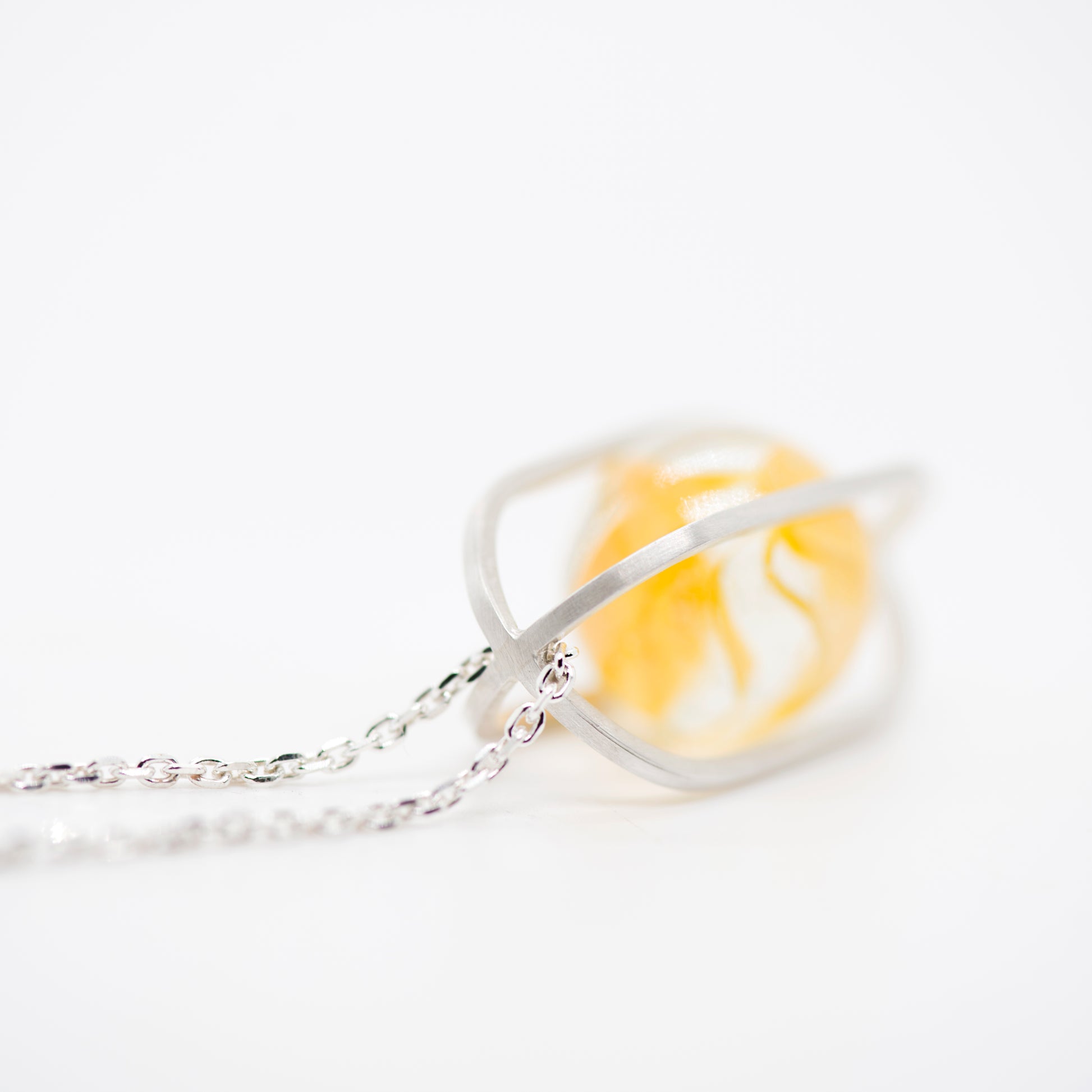 Marble Kinetic: Silver and Glass Pendant Necklace - MorphiArtForge