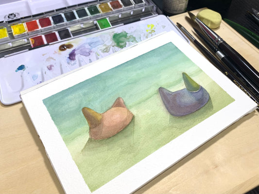 Watercolor Painting: Morphi's Feline Charade - MorphiArtForge