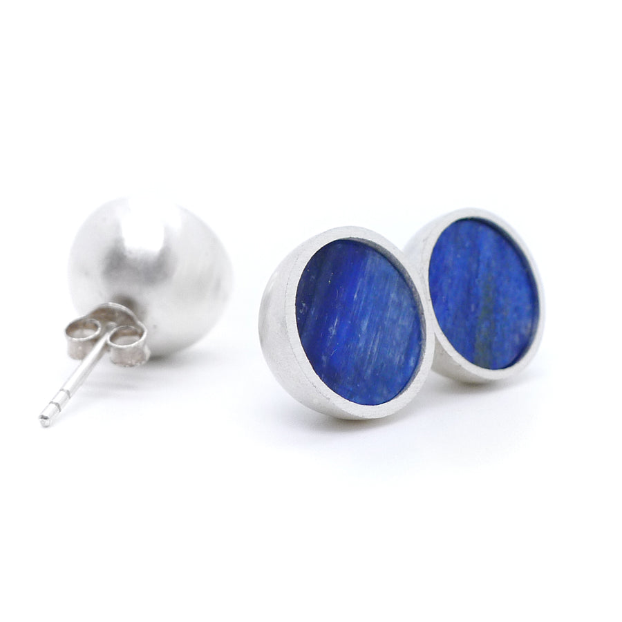 Breath Space: Silver Stud Earrings, Kyanite Jewelry - MorphiArtForge