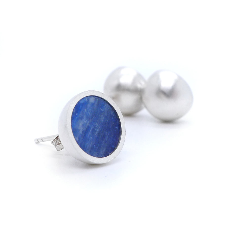 Breath Space: Silver Stud Earrings, Kyanite Jewelry - MorphiArtForge