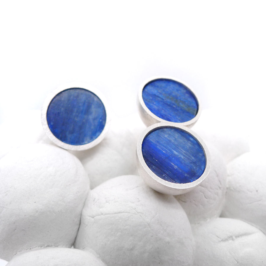 Breath Space: Silver Stud Earrings, Kyanite Jewelry - MorphiArtForge