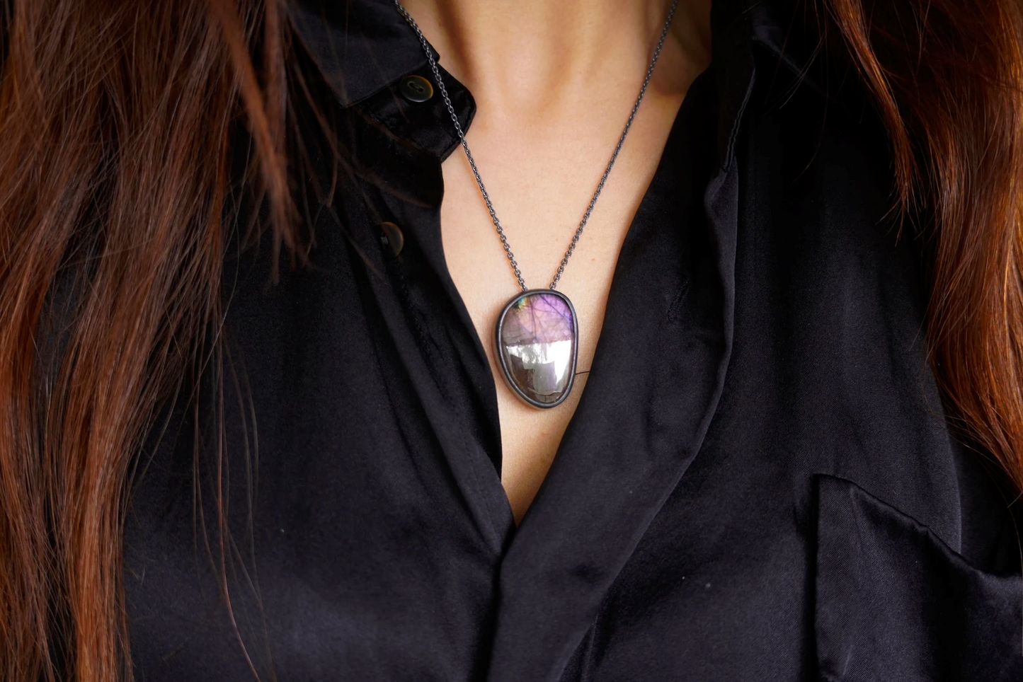 Purple Labradorite Pendant Necklace
