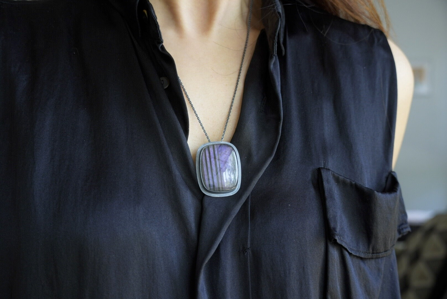 Purple Labradorite Pendant Necklace #2