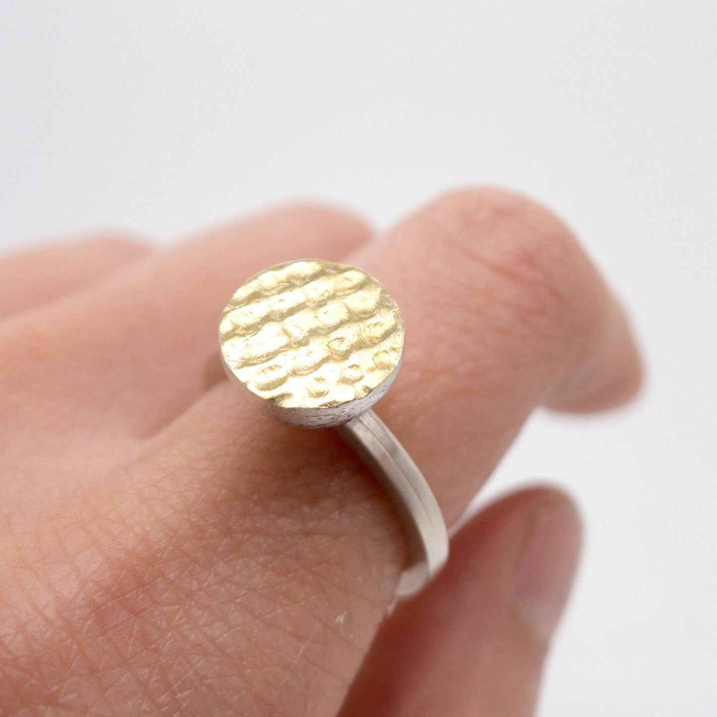 Silver Dome Ring with Waffle Pattern - MorphiArtForge