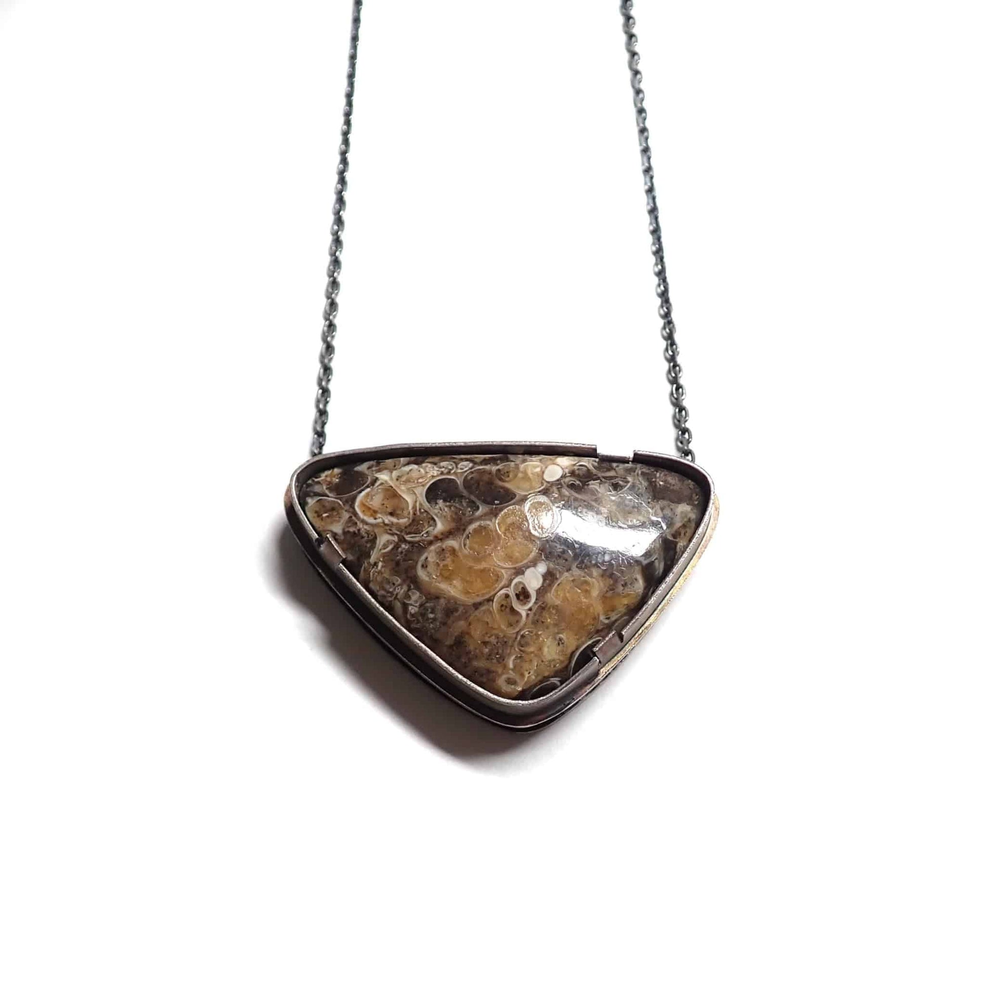 Triangle Turritella Agate Pendant Necklace - MorphiArtForge