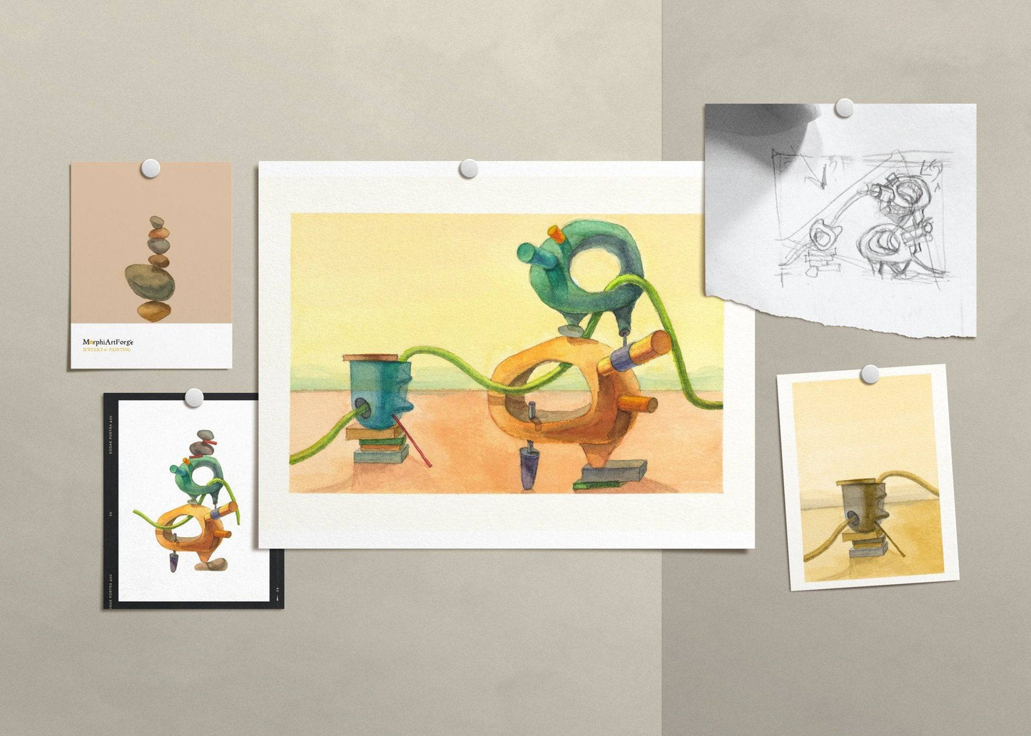 Watercolor Painting: Stacking Up for Adventure - MorphiArtForge
